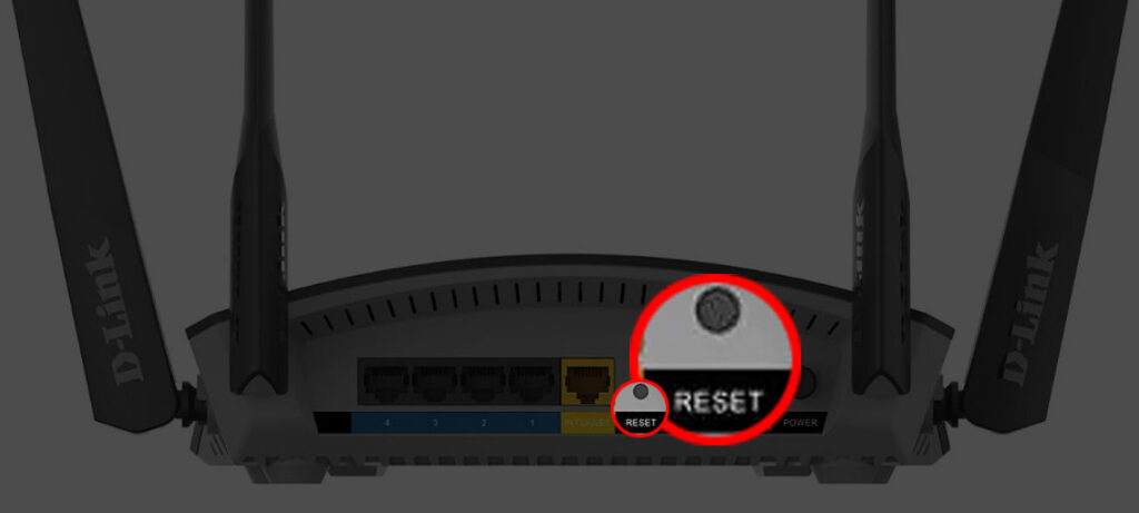 reset button on the D-Link router